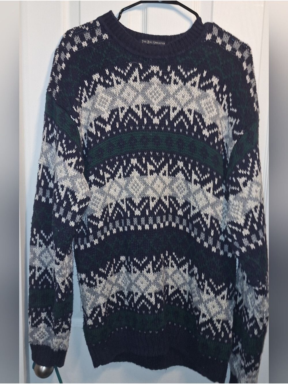 Abercrombie & Fitch Fair Isle Sweater Large Navy Wool Blend The Big Sweater Cozy